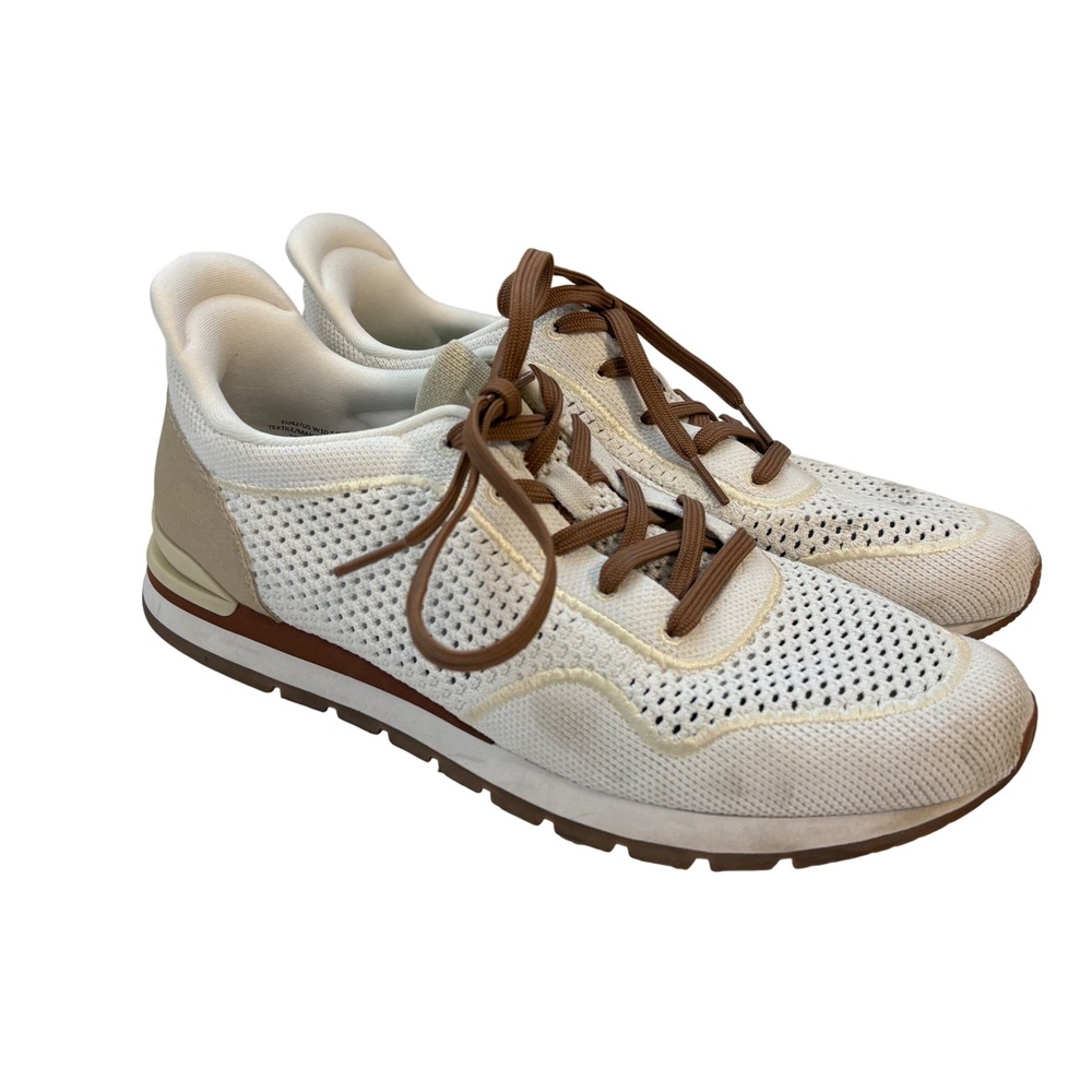 Vivaia Mens Size 9 White Allday Mesh Slip On Lace Up Sneakers Sporty Active